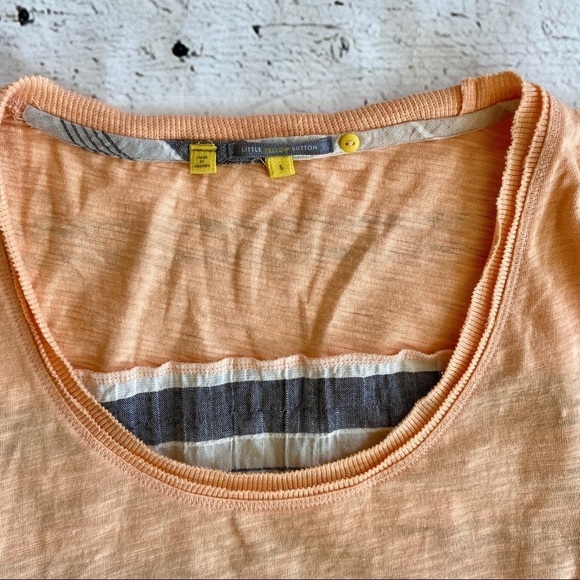 Anthropologie Little Yellow Button Peach top - Picture 2 of 7